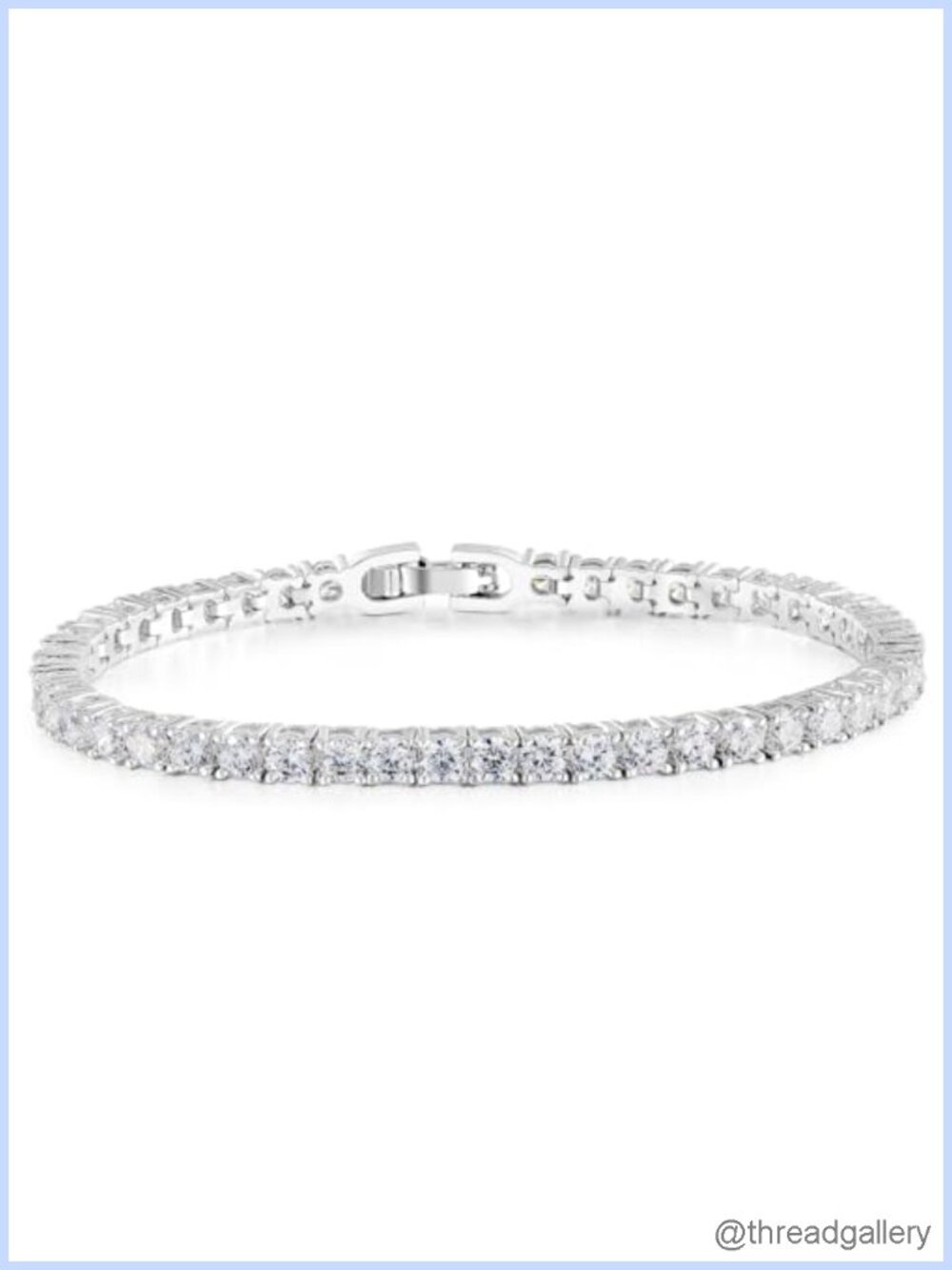 Cubic Zirconia Tennis Bracelet 3mm White Gold Plated Brass Sparkling Chain